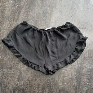 Brandy Melville Black Ruffle Hem Pajama Shorts